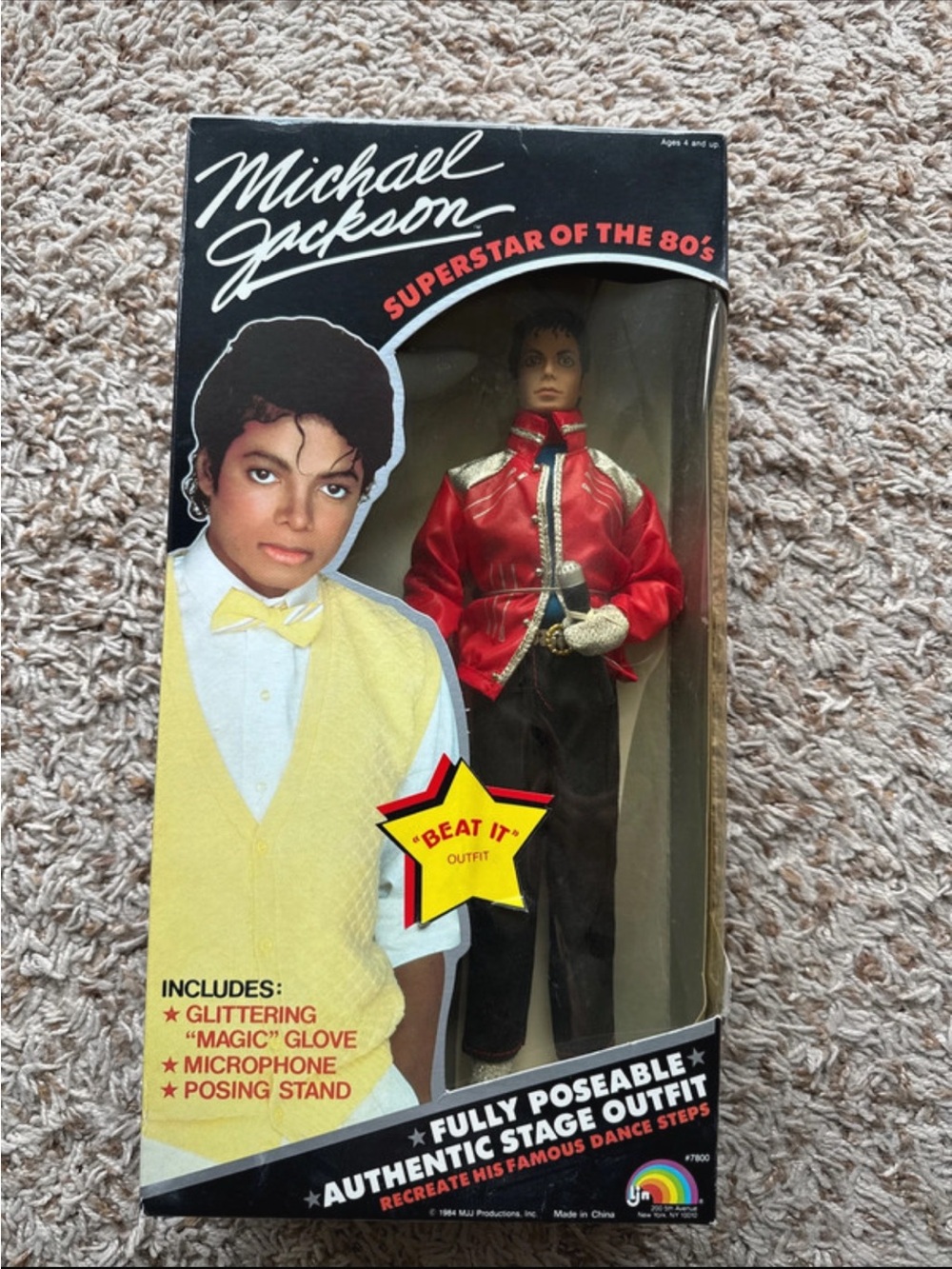 Michael Jackson Collectible Doll in Red Jacket - Vintage 1984